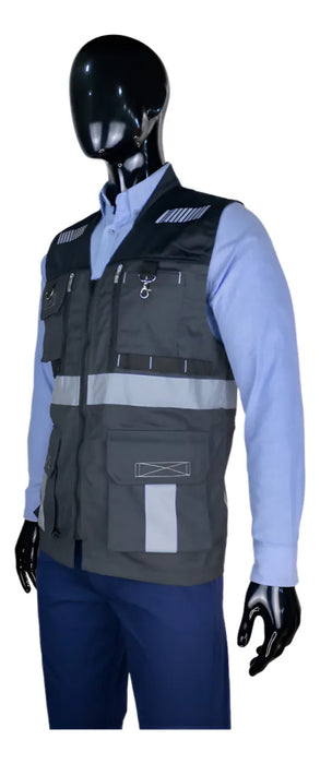Chaleco Reflectante Bultex Zacatecas 6 Bandas Seguridad Gris Oxford/negro Extra Grande GRADO B