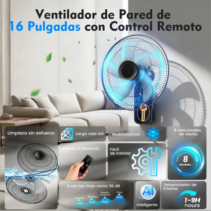 2PZS 16'' VENTILADOR DE PARED KONEIYA CON CONTROL REMOTO GRADO B