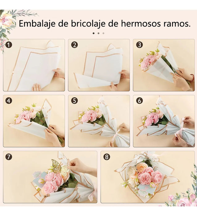 20 PAPEL CELOFAN COREANO PARA ENVOLVER FLORES RAMOS REGALOS GRADO B.