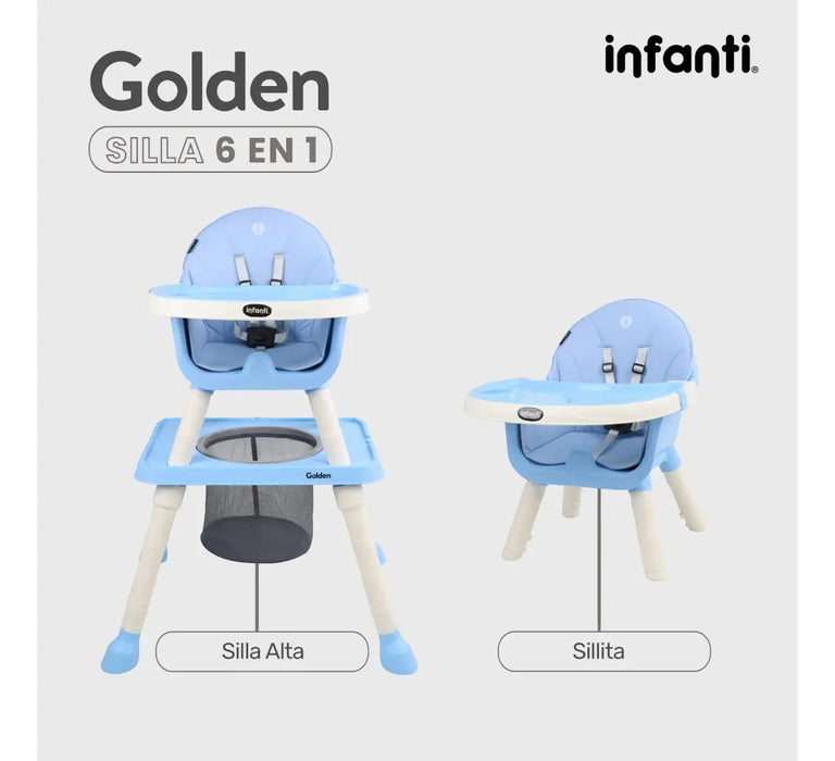 LIFESTYLE BY INFANTIL SILLA ALTA GOLDEN 6 EN 1 DE 6 MESES A 15 KG COLOR AZUL GRADO B