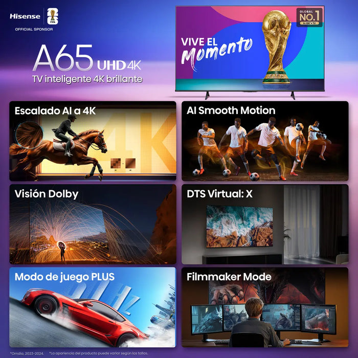 Hisense Smart TV 50" LED 4K | Serie A65NV | Sistema VIDAA | Resolución Ultra HD | Grado B ✨