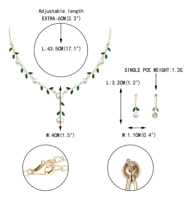 Ever Faith Conjunto Joya Precioso Collar Aretes Dije Perla GRADO B