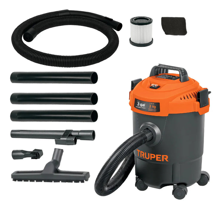 ASPIRADORA TRUPER SECO MOJADO 3 GAL 3 HP 60 HZ FILTRO HEPA GRADO B