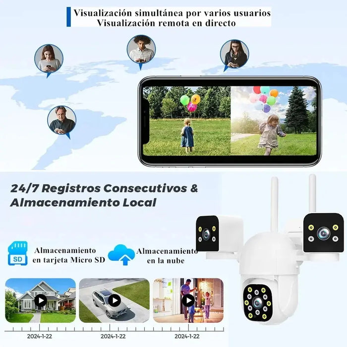 ANBOLM 5K CÁMARA DE SEGURIDAD WIFI EXTERIOR TRES LENTES 360° BLANCO GRADO B