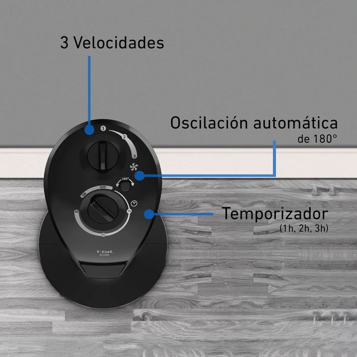 Ventilador T-fal De Torre Eole Infinite Estilo Y Frescura, Con Una Amplia Cobertura, Malla Un 15% Más Alta Para Mayor Difusión, 3 Velocidades, Temporizador, Silencioso Y Oscilación De 180º, Vf6621x0