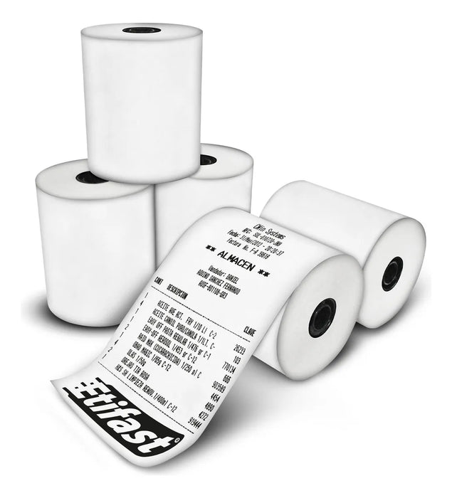 Papel Rollo Termica 50 Rollos Papel Termico 80x70 Impresora Color Blanco GRADO B - TiendaKomet México