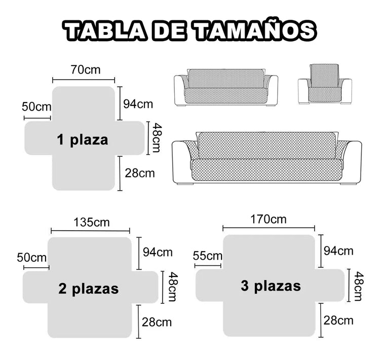 Protector Cubre Sala Impermeable Funda De Sofá Sillón 3 Pzs COLOR GRIS