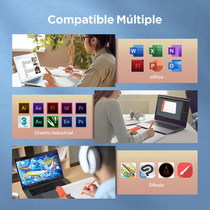 Tableta Gráfica Inalámbrica 8.5 X 6 Pulgadas Q8w Tableta de Dibujo Gran Superficie 8192 Niveles Sin Batería Tableta Gráfica Para Windows Mac Os Chrome Os Android GRADO A