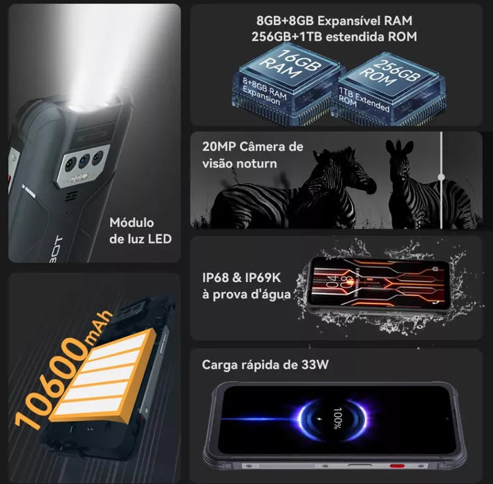 Celular Cubot Kingkong Power Robusto Dual Sim 256 Gb Negro 8 Gb Ram 10600mah Android 13