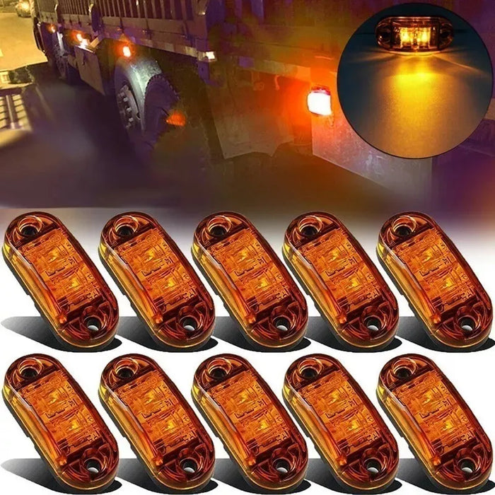 10pzs Focos Luz Led AMARILLA Indicadora Lateral Oval 10-30v Camión
