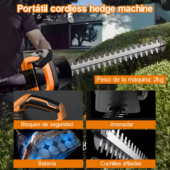 CORTASETOS ELÉCTRICO INALÁMBRICO 2200W- 2 BATERIAS Y MANGO GIRATORIO 180Â°, CORTASETOS INALAMBRICO, NEGRO Y AMARILLO, 48V... NEGRO/AMARILLO GRADO B