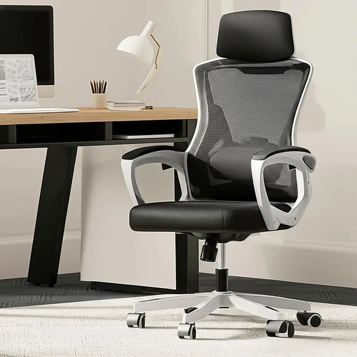 SILLA DE ESCRITORIO ERGONÓMICA MESH LENOBLE 818 LE-818 BLANCA/NEGRO GRADO B