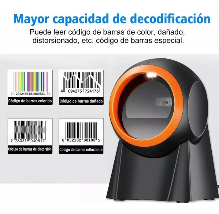 LECTOR CODIGO BARRAS OMNIDIRECCIONAL 1D2DQR USB SCANNER