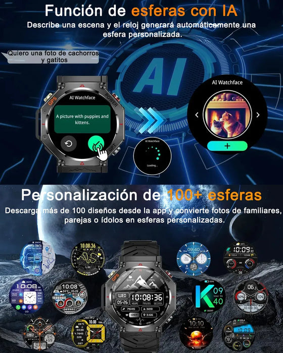 SMARTWATCH RELOJ INTELIGENTE HOMBRE GPS LLAMADA BLUETOOTH NEGRO DEPORTIVO SILICONAS NEGRO NEGRO GRADO B