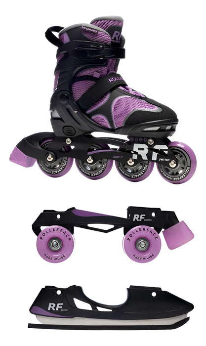 PATINES EN LÃ­NEA LILA 3 EN 1 SWITCH AJUSTABLES ROLLERFACE GRADO B