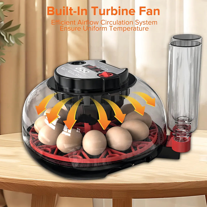 INCUBADORA AUTOMATICA 12 HUEVOS LED 360Â° CON HUMEDAD AGREGAR GRADO A