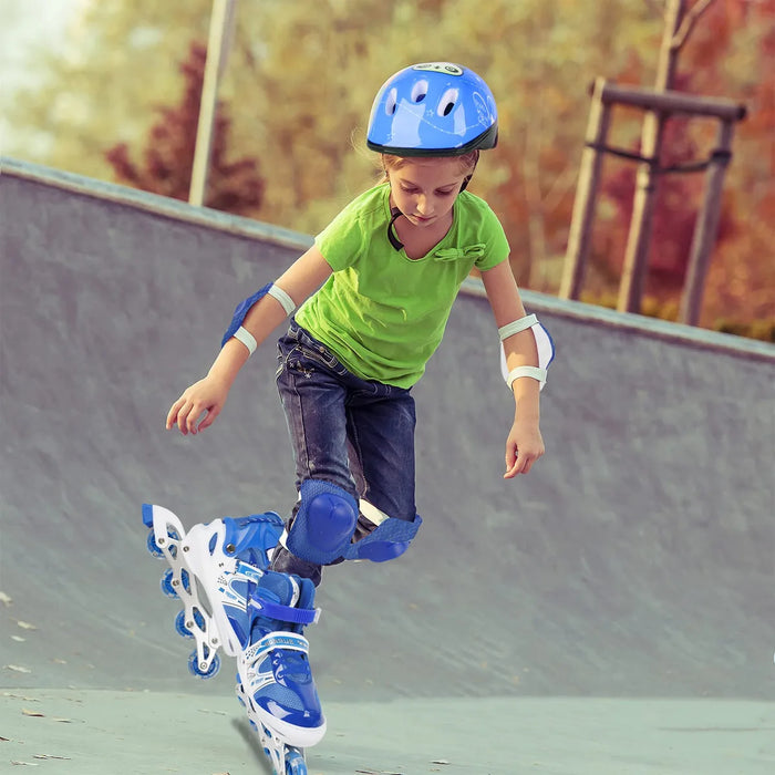 Patines En Línea Para Niñas Niños 4 Ruedas Con Casco 16pzas Grado B