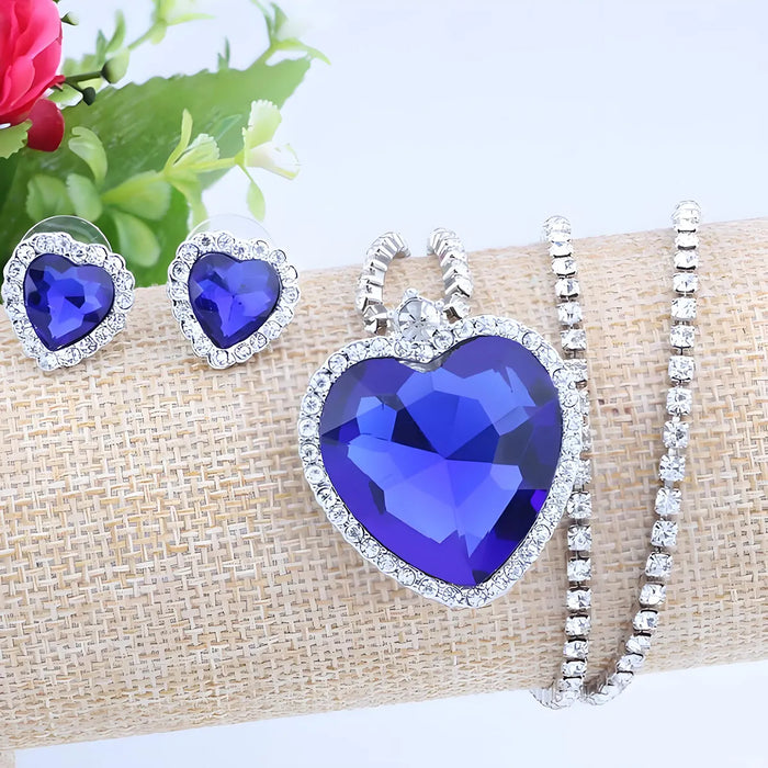 COLLAR TITANIC ! REPLICA EXACTA + ARETES GRATIS AMOR CORAZON AZUL GRADO B