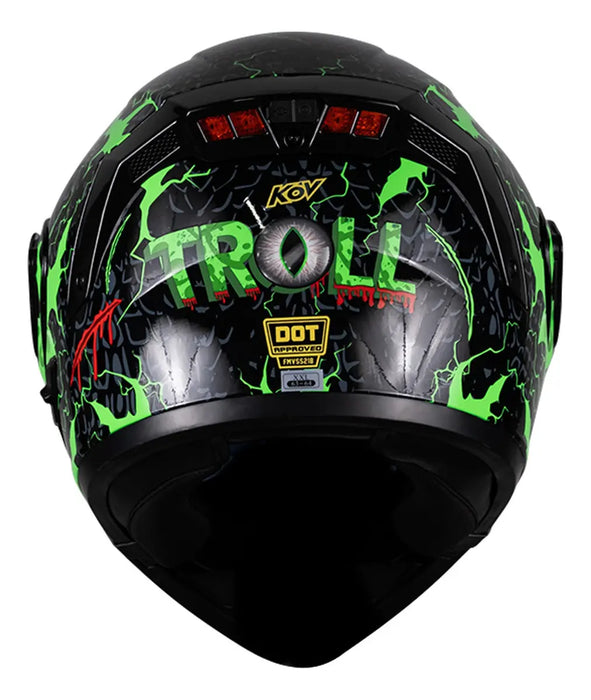 CASCO KOV ESTELAR TROLL NEGRO Y VERDE FLUORESCENTE TALLA XXL GRADO A