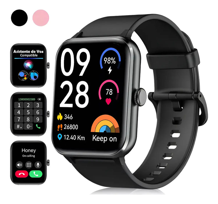 RELOJ SMARTWATCH INTELIGENTE R50 1.85 TFT IP68 COLOR DE ROSA SMART WATCH PARA MUJER DAMA HOMBRE CABALLERO CON LLAMADA BLUETOOTH ASISTENTE VOZ IMPERMEABLE DEPORTIVO CALCULADORA GRADO B