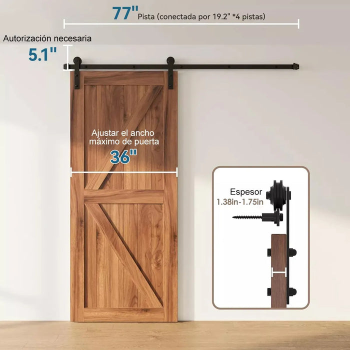 Herraje Riel Para Puerta Corrediza Puerta De Granero 2m6.6ft 1 GRADO B