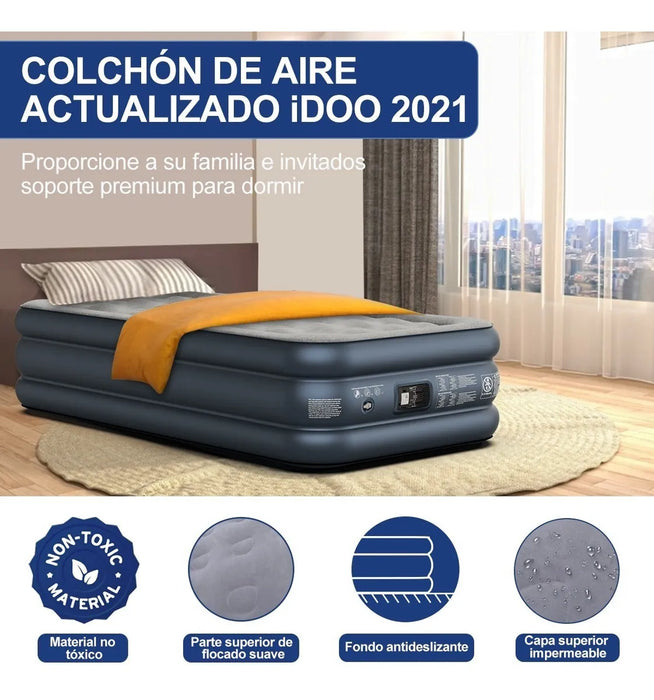 Colchon De Aire Inflable Idoo Twin Con Bomba Incorporada 14386 GRADO A