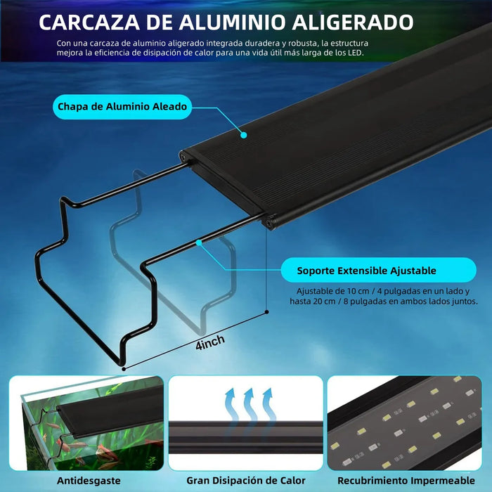 Lámpara Para Pecera Acuarios 60-80cm Led Wrgb Color Ajuste GRADO B