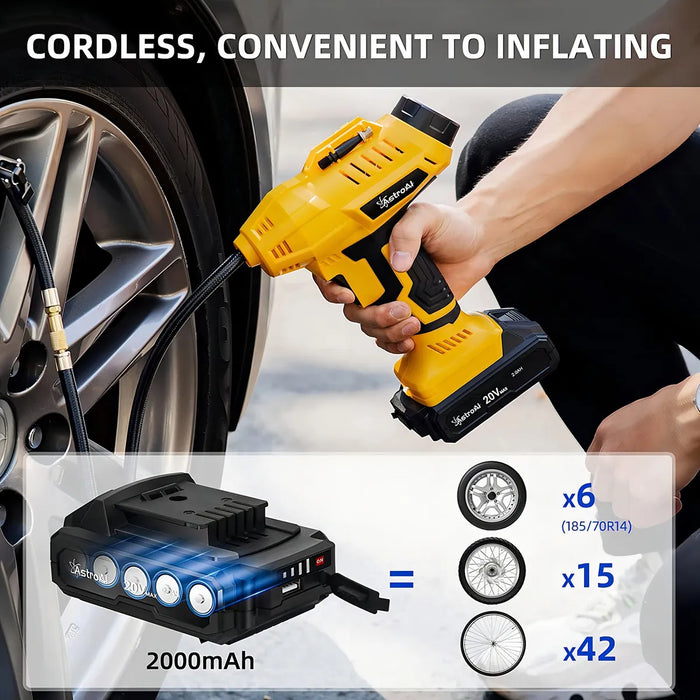 Astroai Compresor De Aire Inalámbrico Para Inflar Neumáticos, Batería Recargable,160 Psi,bomba De Aire Portátil De Mano Para Automóvil De 12 V, Aire Inflador Eléctrica, GRADO B