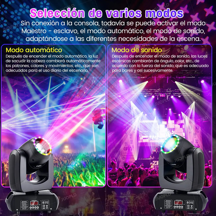 300W CABEZA MOVIL LED FIESTA MULTICOLOR 18 PRISMA 5 MODOS GRADO B