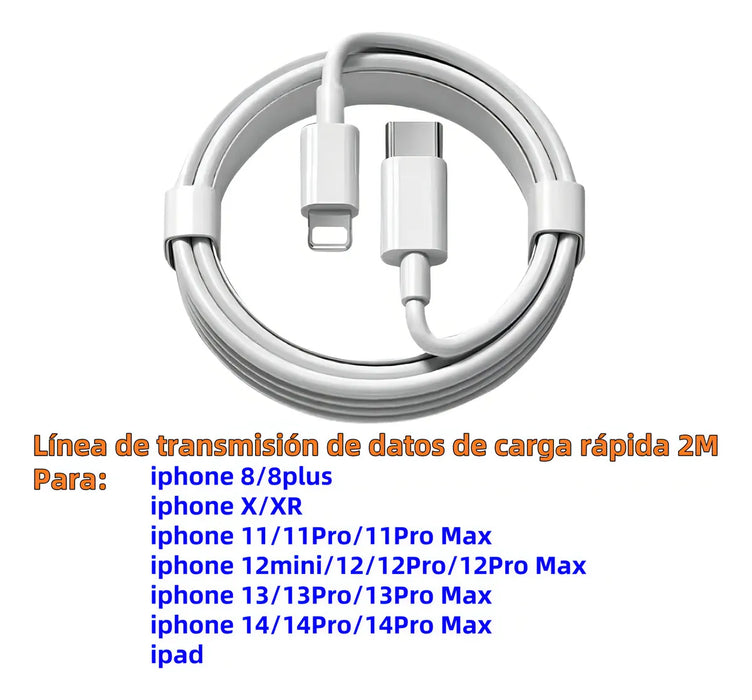 2pzs Cable De Carga Rapida Tipo C Para iPhone 11 12 13 14 2m