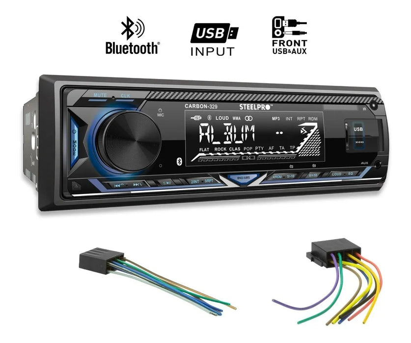 AUTOESTÃ©REO PARA AUTO STEELPRO CARBON 329 CON USB, BLUETOOTH Y LECTOR DE TARJETA SD GRADO B