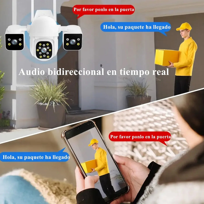 ANBOLM 5K CÁMARA DE SEGURIDAD WIFI EXTERIOR TRES LENTES 360° BLANCO GRADO B