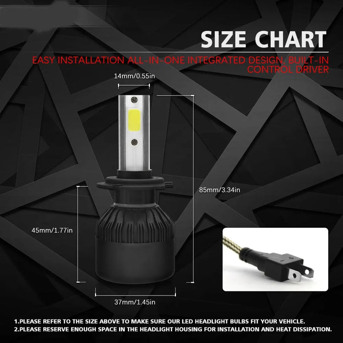 Focos Led H7 72w Led Kit De Faros 12000lm Blanco Para Auto