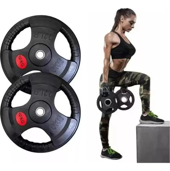 PAR DISCOS OLÍ­MPICOS GYM RECUBIERTO CON CAUCHO 20KG 45LB NEGRO GRADO B