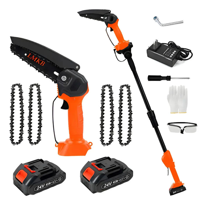 LMKB MOTOSIERRA ELÉCTRICA INALÁMBRICA 2 EN 1 AJUSTABLE CON PÉRTIGA TELESCÓPICA Y 2 BATERÍAS 2 GRADO B