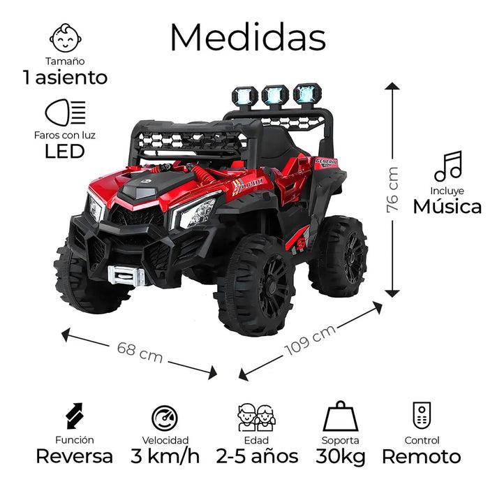 COCHE ELECTRICO MONTABLE CARRITO CON CONTROL REMOTO BUGGY COLOR ROJO