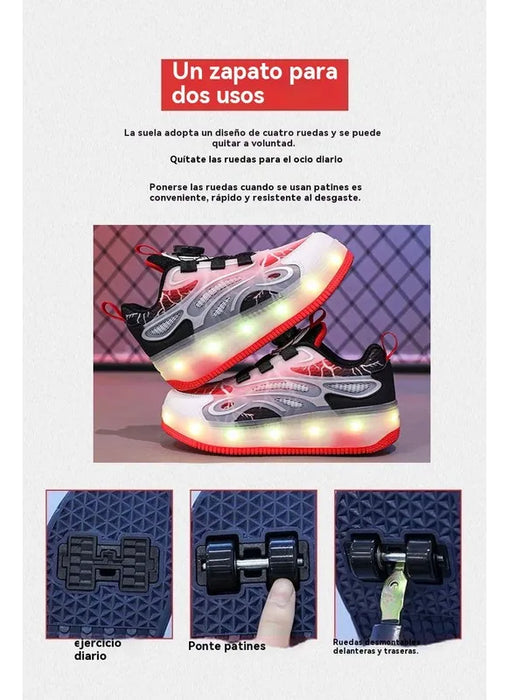PATINES DE RUEDAS LUMINOSAS  PARA NINOS  19.5 GRADO B
