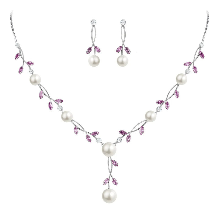 Ever Faith Conjunto Joya Precioso Collar Aretes Dije Perla GRADO B