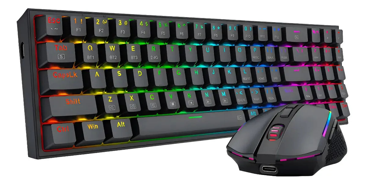COMBO GAMER REDRAGON S136 TECLADO + MOUSE INGLÉS INALÁMBRICO NEGRO grado b