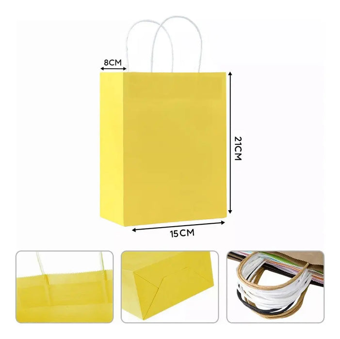 300 BOLSAS PAPEL KRAFT ECOLÓGICAS DECORATIVA BOLSAS DE DULCES AMARILLO 300PZS   |  GRADO B