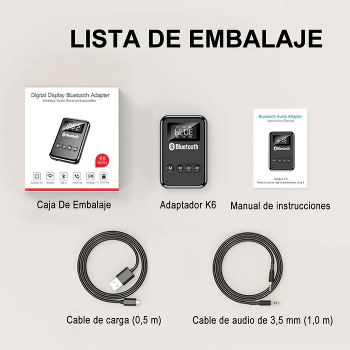 TRANSMISOR/RECEPTOR BLUETOOTH 5.0 LCD PARA  PC TV ALTAVOCES GRADO B