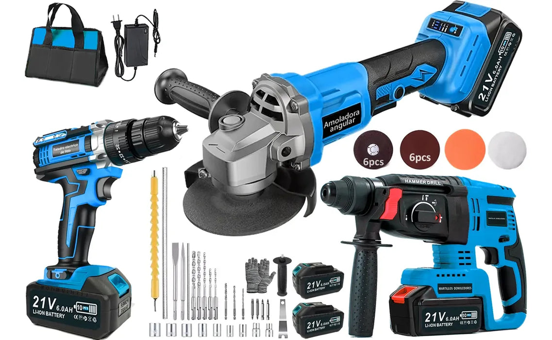ROTOMARTILLO TALADRO, ESMERIL ANGULAR Y DESTORNILLADOR 110V GRADO B