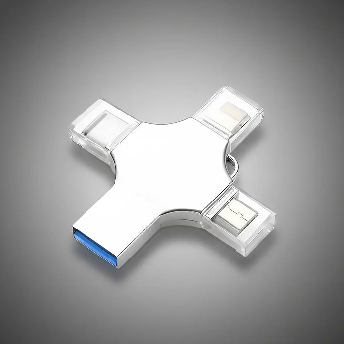 4 IN1 USB FLASH DRIVE FOR IPHONE/HUAWEI/ANDROID128GB SILVER GRADO B