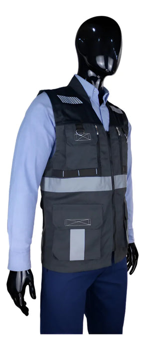 Chaleco Reflectante Bultex Zacatecas 6 Bandas Seguridad Gris Oxford/negro Extra Grande GRADO B