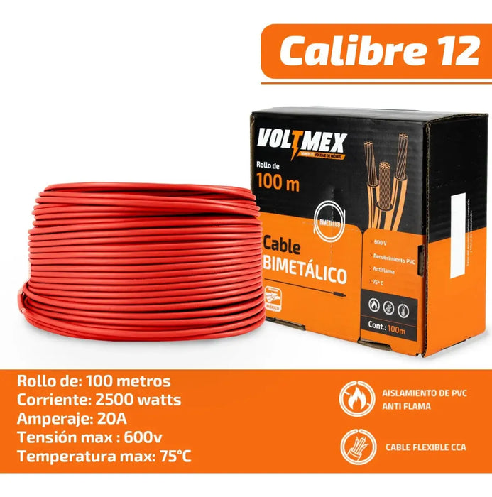 4 CAJAS CALIBRE 12 BLANCO + NEGRO + ROJO + VERDE  100 M C/U GRADO B