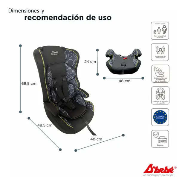 AUTOASIENTO MAXI BOOSTER CON RESPALDO D'BEBÃ© NEGRO Grado B