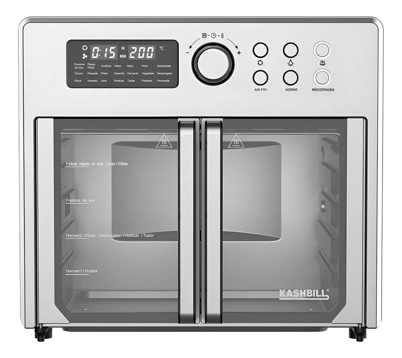 HORNO ELÉCTRICO CON AIR FRYER KASHBILL H10 - PUERTA FRANCESA PLATEADO GRADO B