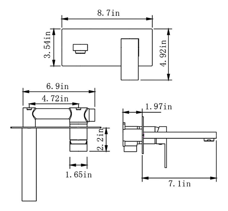 Moderno Monomando Llave Mezcladora Pared Para Baño GRADO B