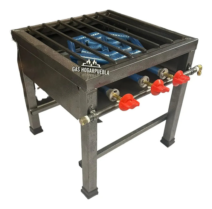 PARRILLA DE PISO GAS HOGAR PUEBLA 50X50CM CON PERILLA GRIS GRADO B
