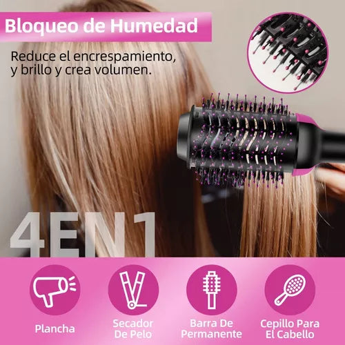 Cepillo Cabello Secador 4 En 1 De Iones Negativos Alaciador
